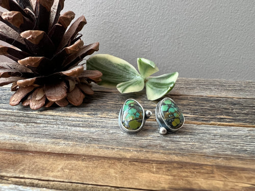 Green Hubei Turquoise Studs