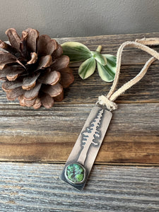 Tiny Giant - Redwood Tree Pendant Necklace with Carico Lake Turquoise