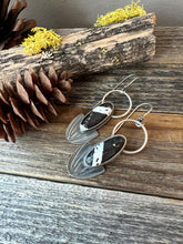 Load image into Gallery viewer, White Buffalo and Stamped Silver Earrings