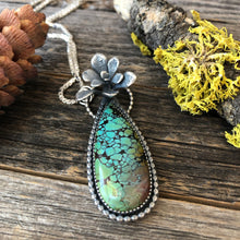 Load image into Gallery viewer, High Grade Polychrome Hubei Turquoise &amp; Silver Succulent Necklace For Janet
