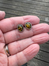 Load image into Gallery viewer, Green Amber Studs