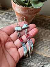 Load image into Gallery viewer, Bohemian Fringe Earrings - Pale Lavender Hubei Turquoise