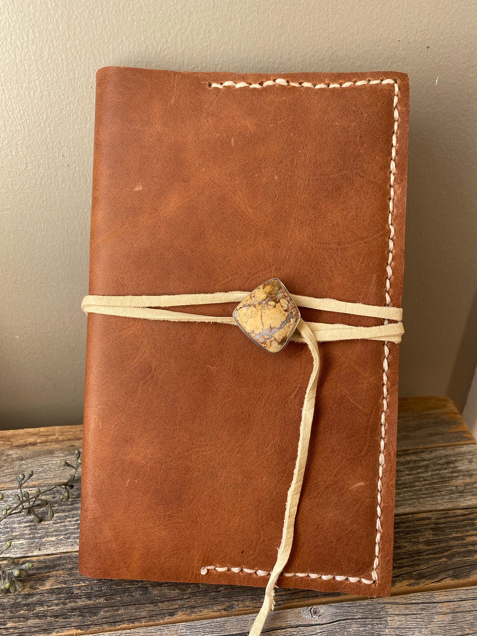 Leather Journal Cover with Jasper Button closure – JB Metal Studio