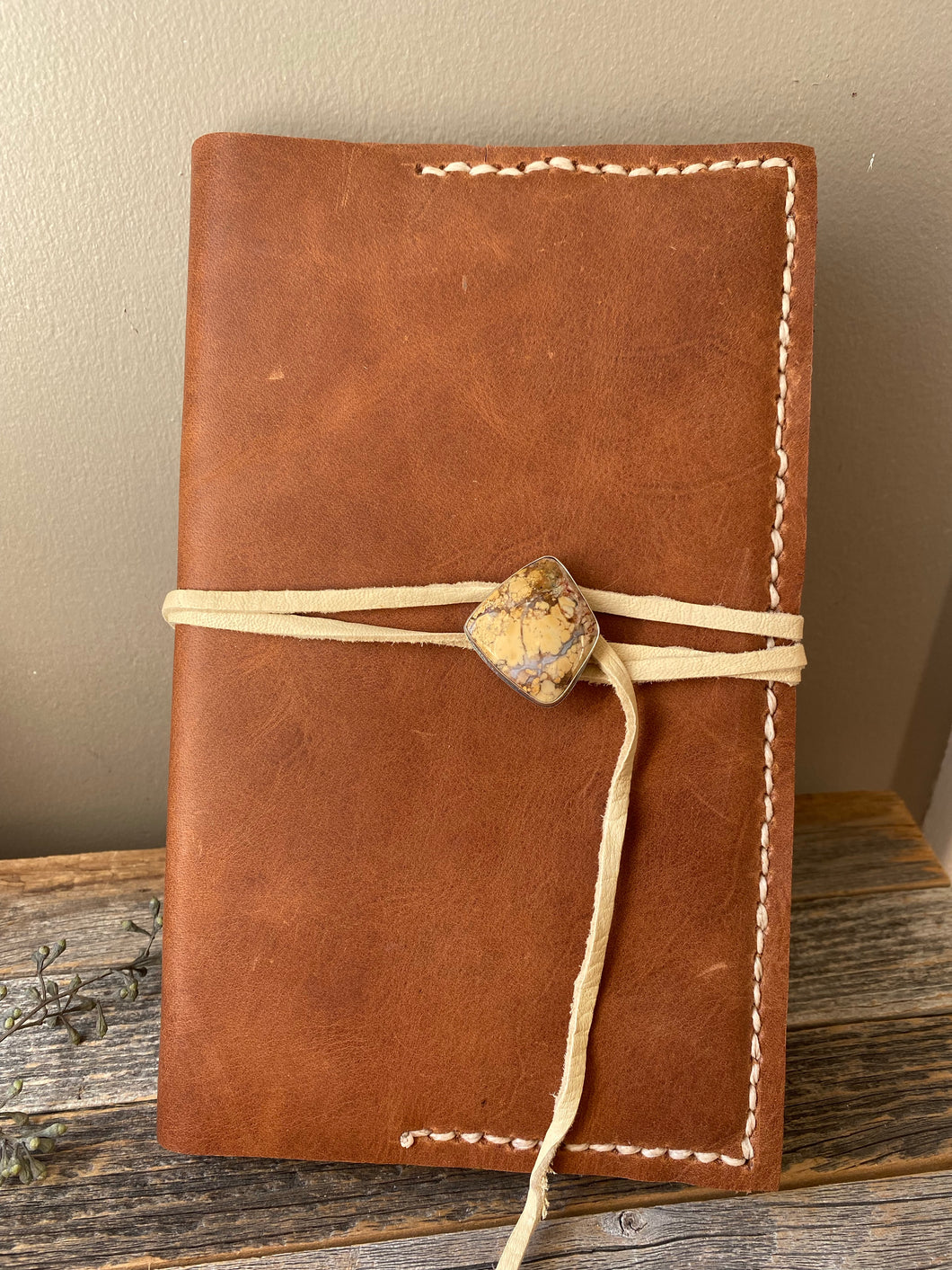 Leather Journal Cover with Jasper Button closure