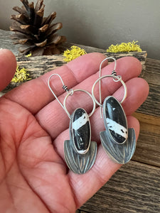 White Buffalo and Stamped Silver Earrings
