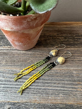 Load image into Gallery viewer, Bohemian Fringe Earrings - Yellow New Lander Variscite